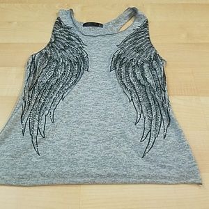 Rhinestone angel wings tank